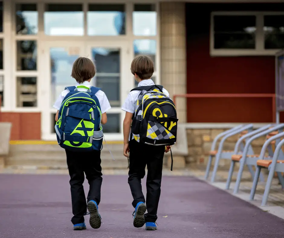 school children walking